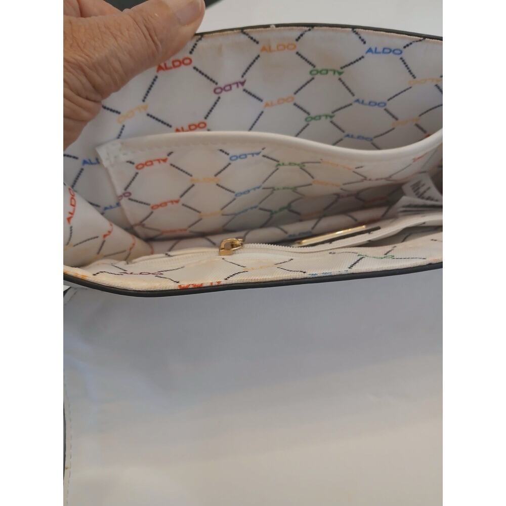 ALDO Rainbow Crossbody Bag White Gold Chain Shine Smile Love Purse - Picture 5 of 11